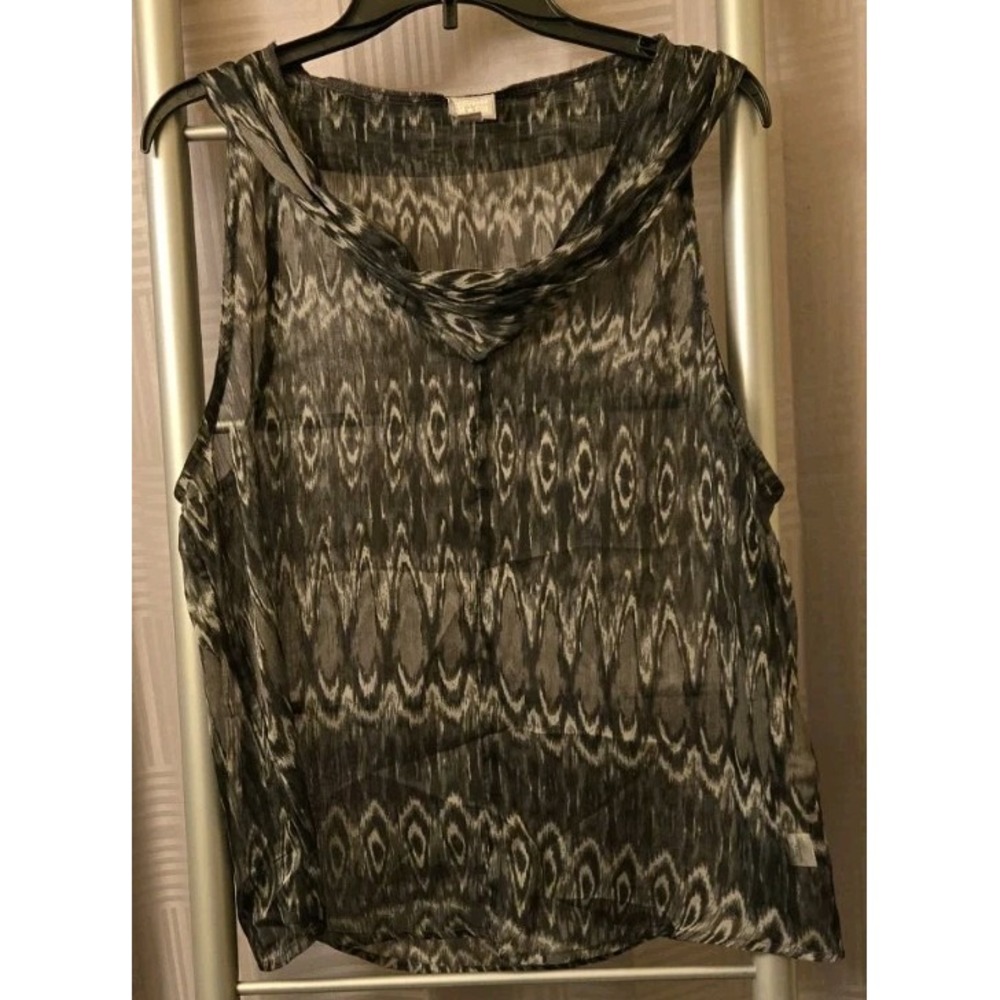 Converse One Star Women's Black Gray Abstract Print Flowy Blouse‎ Size Large